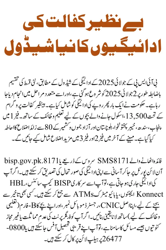 BISP July 2025 Payment Schedule and Disbursement Dates